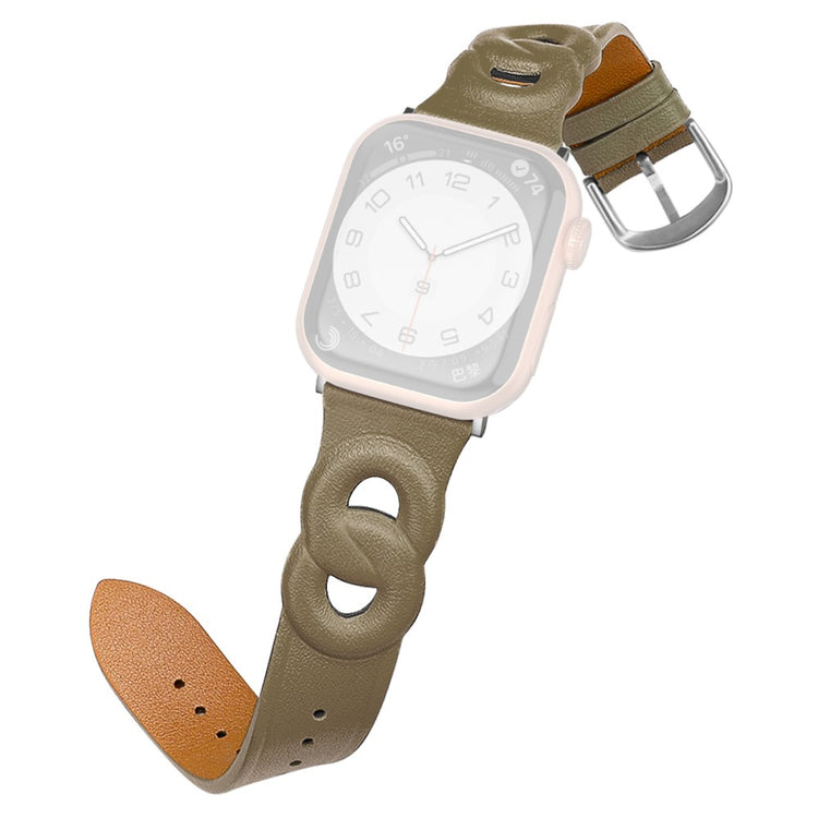 Pænt Apple Watch Series 7 41mm Ægte læder Rem - Sølv#serie_2