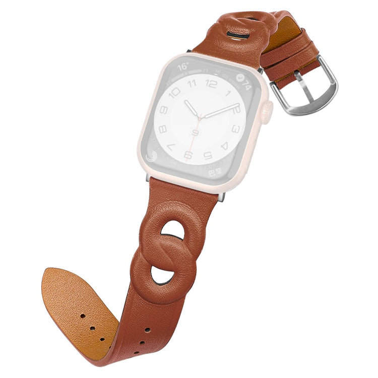 Pænt Apple Watch Series 7 41mm Ægte læder Rem - Brun#serie_5