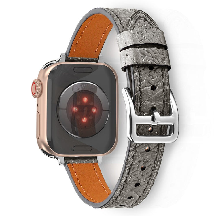 Vildt fed Apple Watch Series 7 41mm Ægte læder Rem - Sølv#serie_2