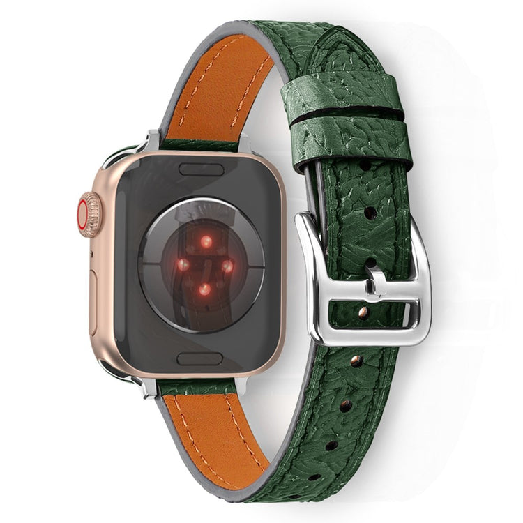 Vildt fed Apple Watch Series 7 41mm Ægte læder Rem - Grøn#serie_3