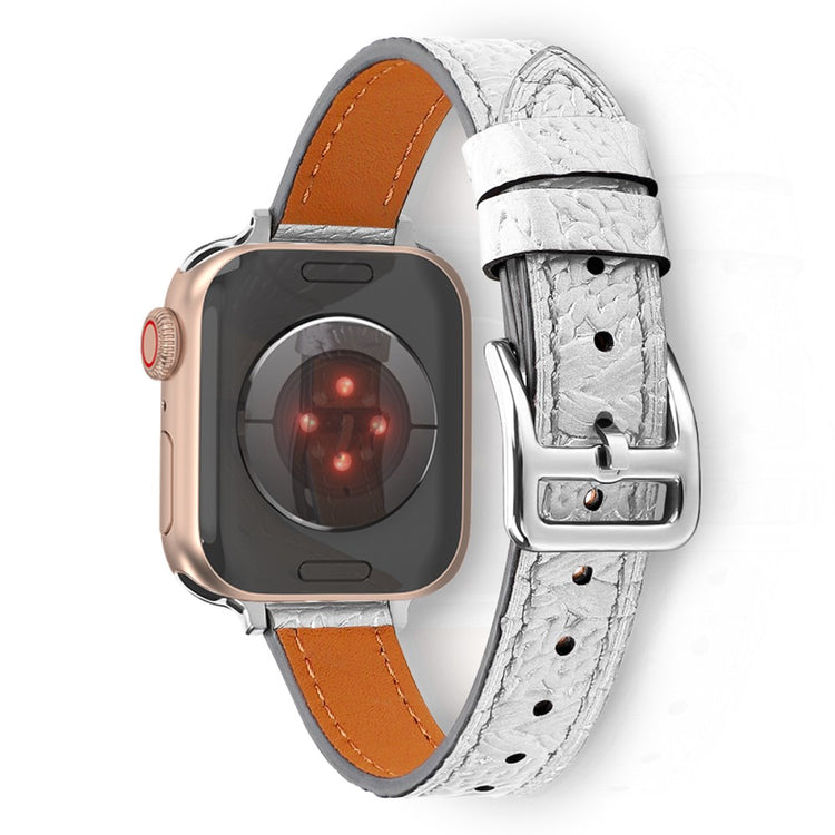Vildt fed Apple Watch Series 7 41mm Ægte læder Rem - Sølv#serie_4