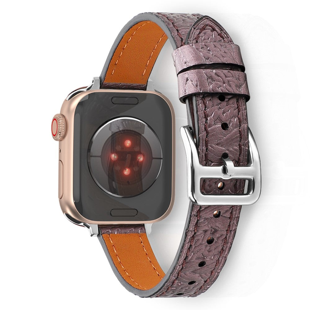 Vildt fed Apple Watch Series 7 41mm Ægte læder Rem - Lilla#serie_5