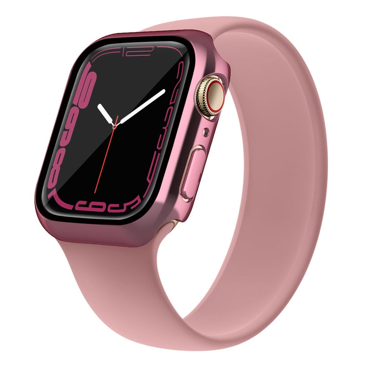 Mega Fed Apple Watch Series 7 41mm Cover med Skærmbeskytter i Plastik og Hærdet Glas - Pink#serie_3