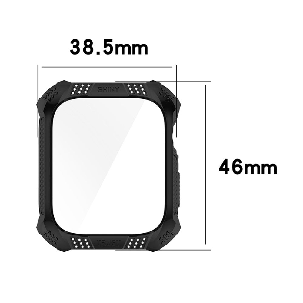 Super Pænt Apple Watch Series 7 41mm Cover med Skærmbeskytter i Plastik og Hærdet Glas - Sort#serie_2