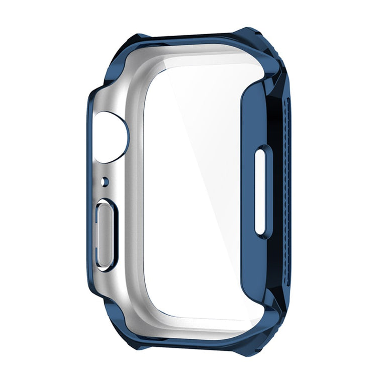 Super Pænt Apple Watch Series 7 41mm Cover med Skærmbeskytter i Plastik og Hærdet Glas - Blå#serie_6