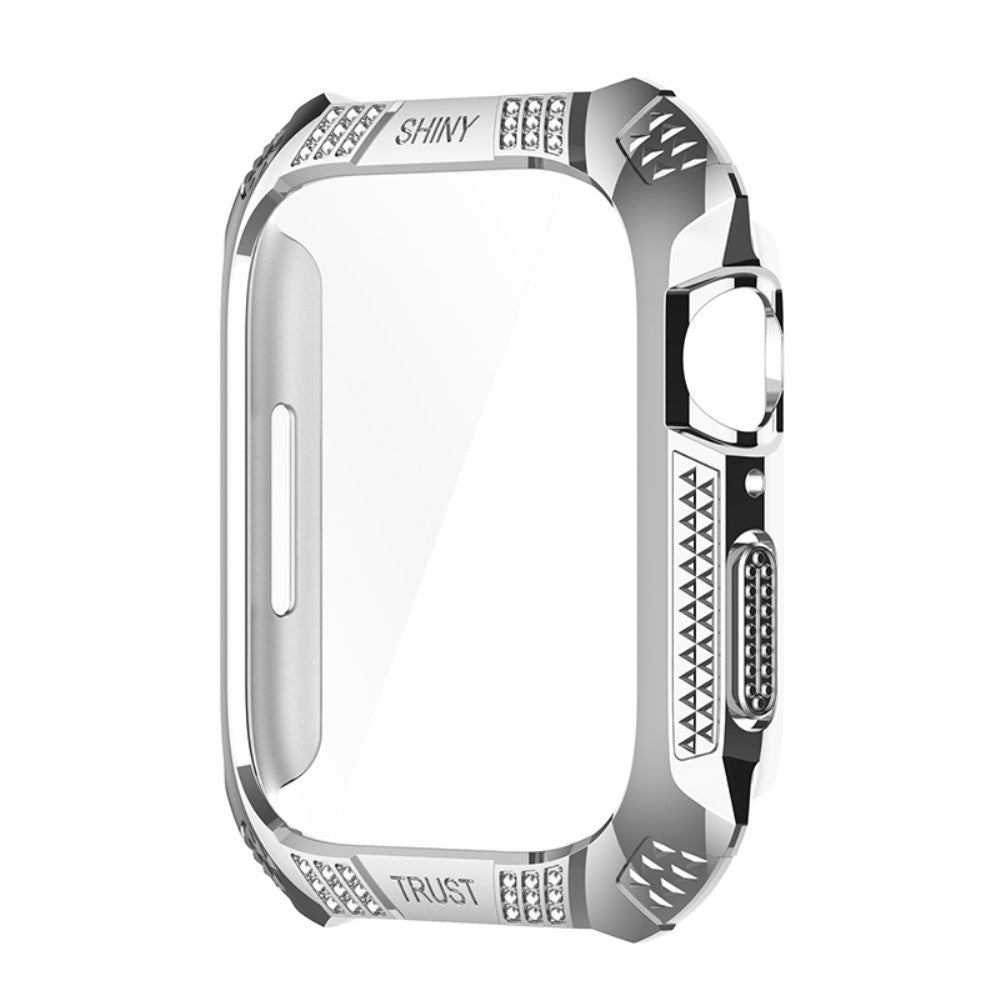 Super Pænt Apple Watch Series 7 41mm Cover med Skærmbeskytter i Plastik og Hærdet Glas - Sølv#serie_7