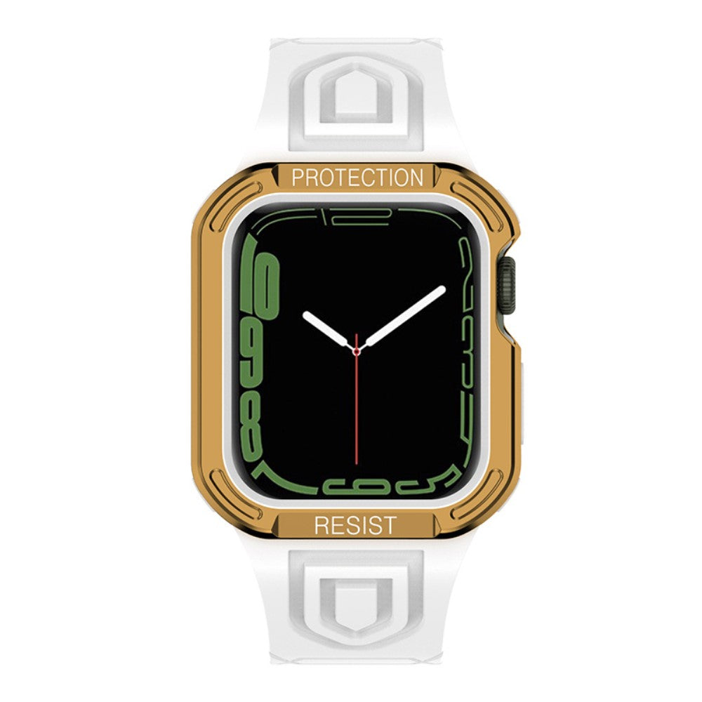Apple Watch Series 7 41mm Silikone Rem med Cover - Guld#serie_1