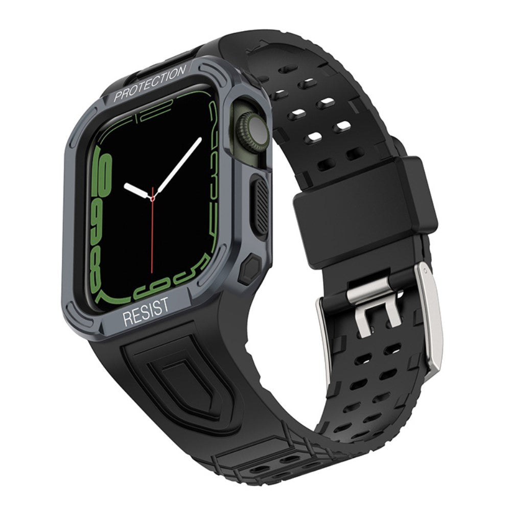 Apple Watch Series 7 41mm Silikone Rem med Cover - Sort#serie_10