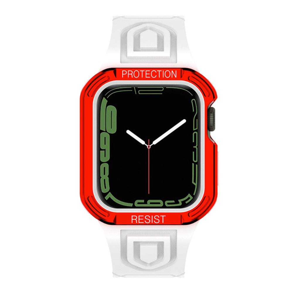 Apple Watch Series 7 41mm Silikone Rem med Cover - Rød#serie_2