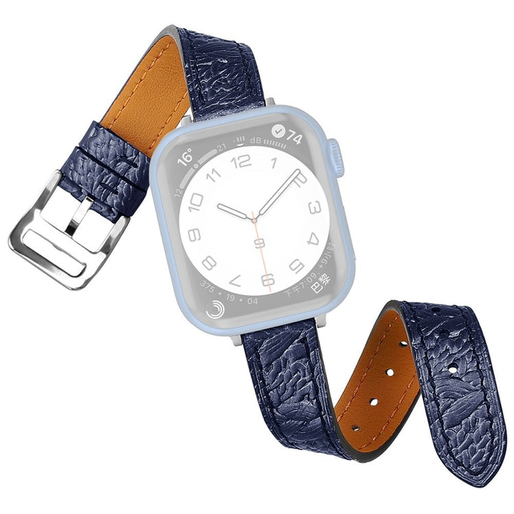Rigtigt pænt Apple Watch Series 7 41mm Ægte læder Rem - Blå#serie_2