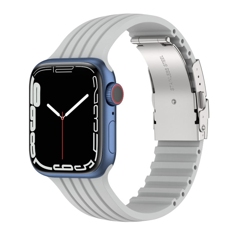 Vildt sejt Apple Watch Series 7 41mm Silikone Rem - Sølv#serie_9