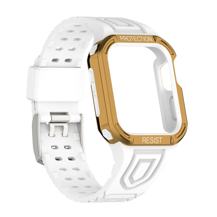 Apple Watch Series 7 41mm Plastik Rem med Etui - Guld#serie_15