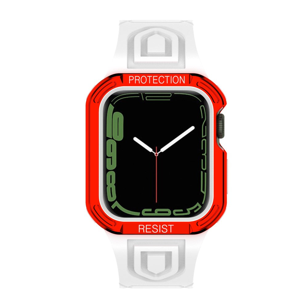 Apple Watch Series 7 41mm Plastik Rem med Etui - Rød#serie_16