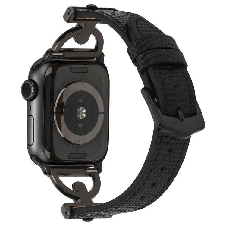 Mega flot Apple Watch Series 7 41mm Metal og Kunstlæder Rem - Sort#serie_2
