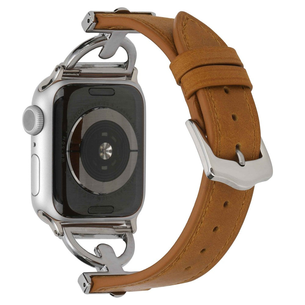 Mega flot Apple Watch Series 7 41mm Metal og Kunstlæder Rem - Sølv#serie_3