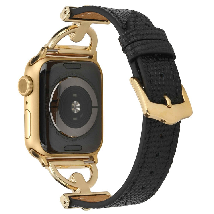 Mega flot Apple Watch Series 7 41mm Metal og Kunstlæder Rem - Guld#serie_4
