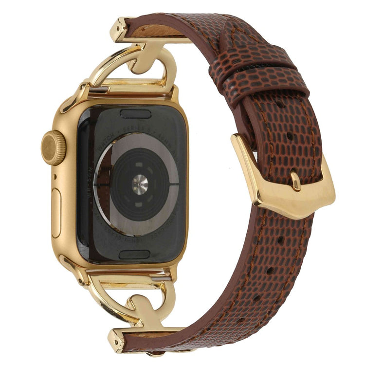 Mega flot Apple Watch Series 7 41mm Metal og Kunstlæder Rem - Guld#serie_5