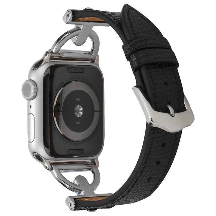 Mega flot Apple Watch Series 7 41mm Metal og Kunstlæder Rem - Sølv#serie_8