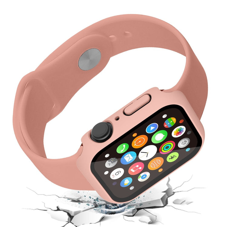 Vildt Godt Apple Watch Series 7 41mm Cover med Skærmbeskytter i Plastik og Hærdet Glas - Pink#serie_2