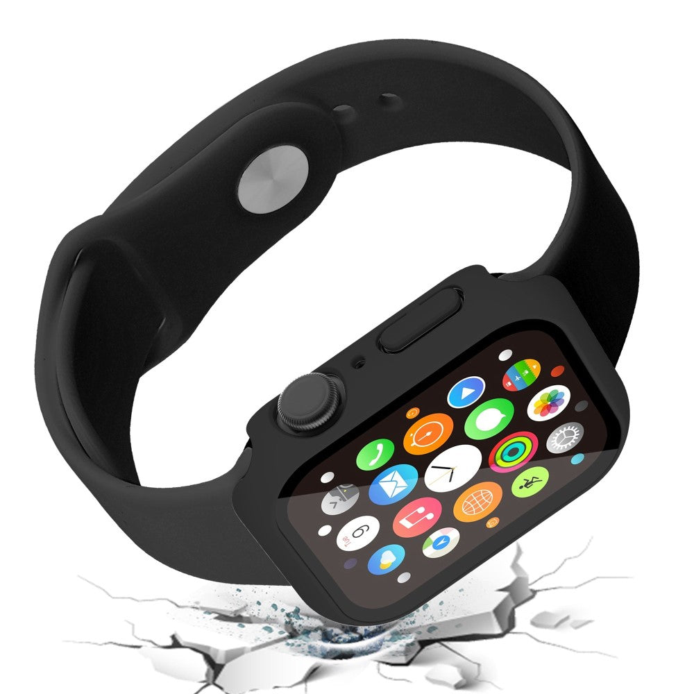 Vildt Godt Apple Watch Series 7 41mm Cover med Skærmbeskytter i Plastik og Hærdet Glas - Sort#serie_3