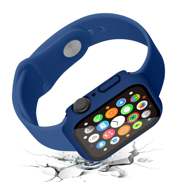 Vildt Godt Apple Watch Series 7 41mm Cover med Skærmbeskytter i Plastik og Hærdet Glas - Blå#serie_5