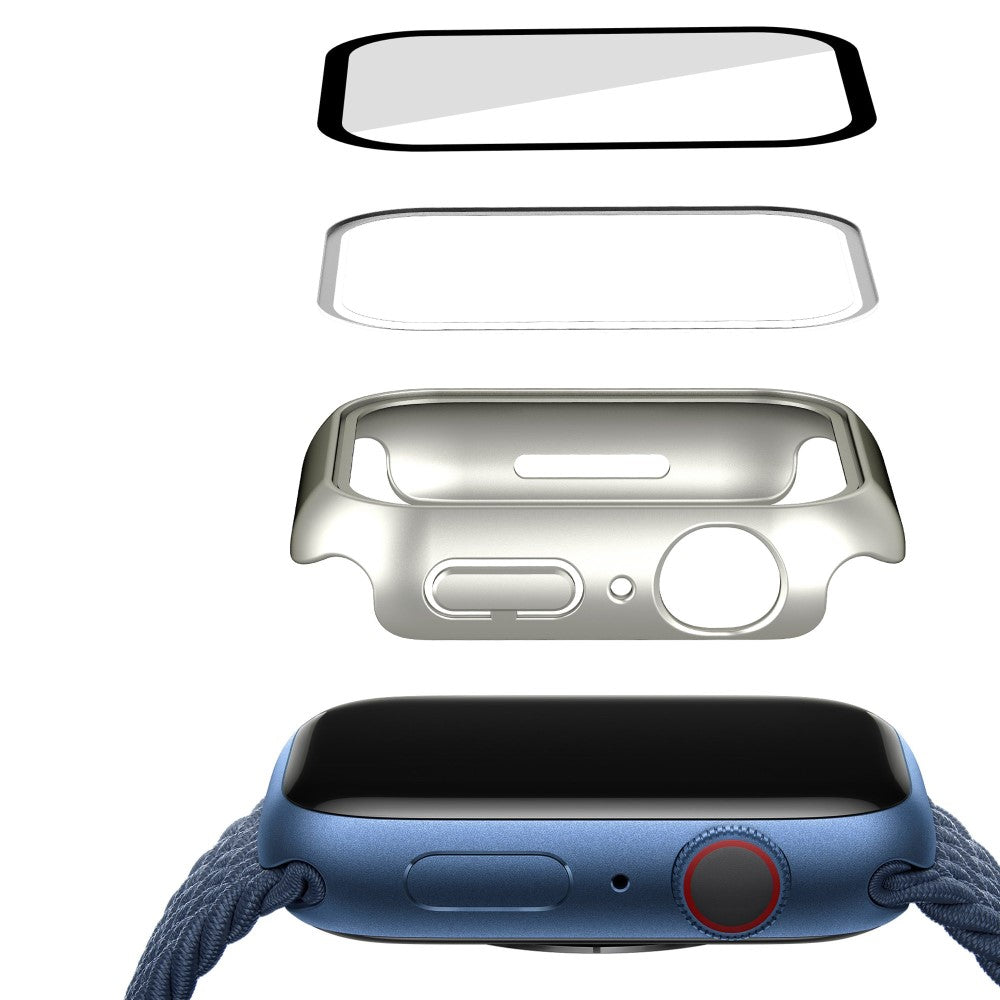 Vildt Godt Apple Watch Series 7 41mm Cover med Skærmbeskytter i Plastik og Hærdet Glas - Blå#serie_5