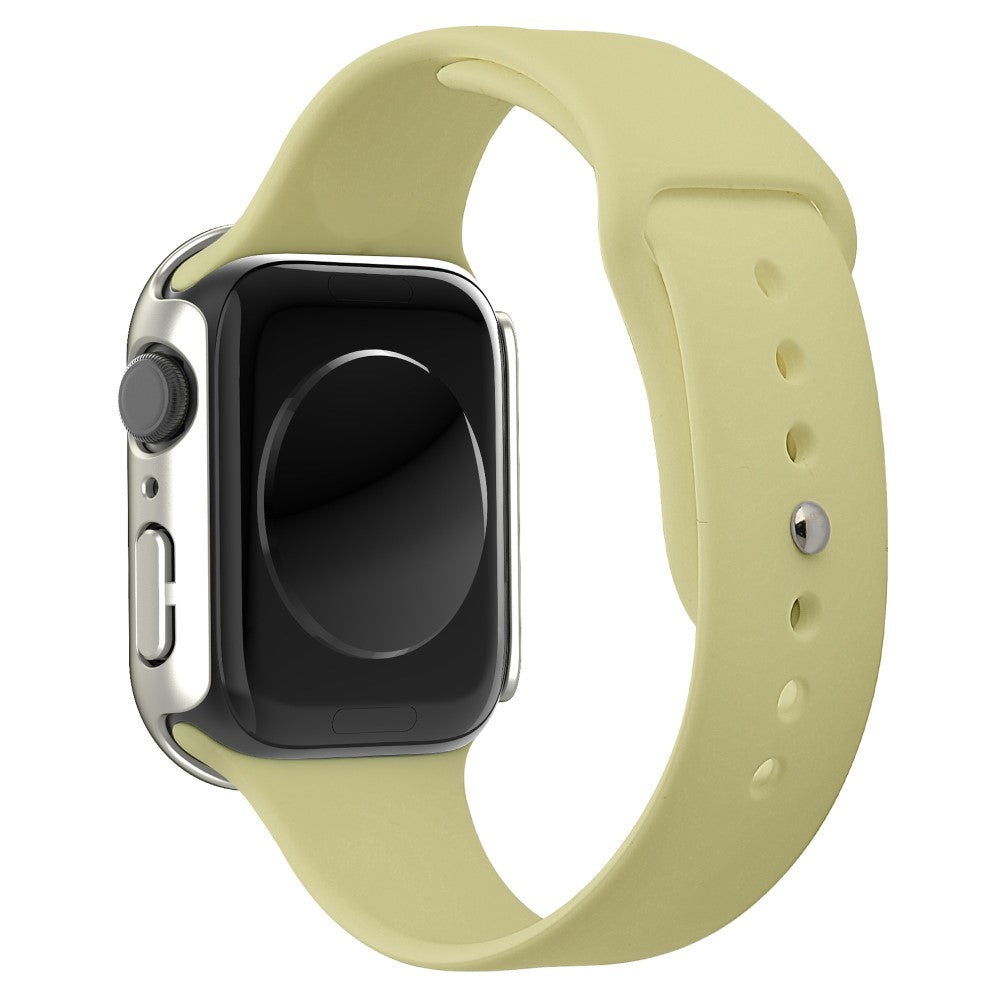 Vildt Godt Apple Watch Series 7 41mm Cover med Skærmbeskytter i Plastik og Hærdet Glas - Sølv#serie_6