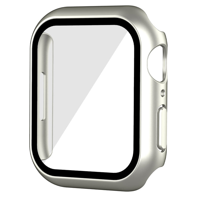 Vildt Godt Apple Watch Series 7 41mm Cover med Skærmbeskytter i Plastik og Hærdet Glas - Sølv#serie_6