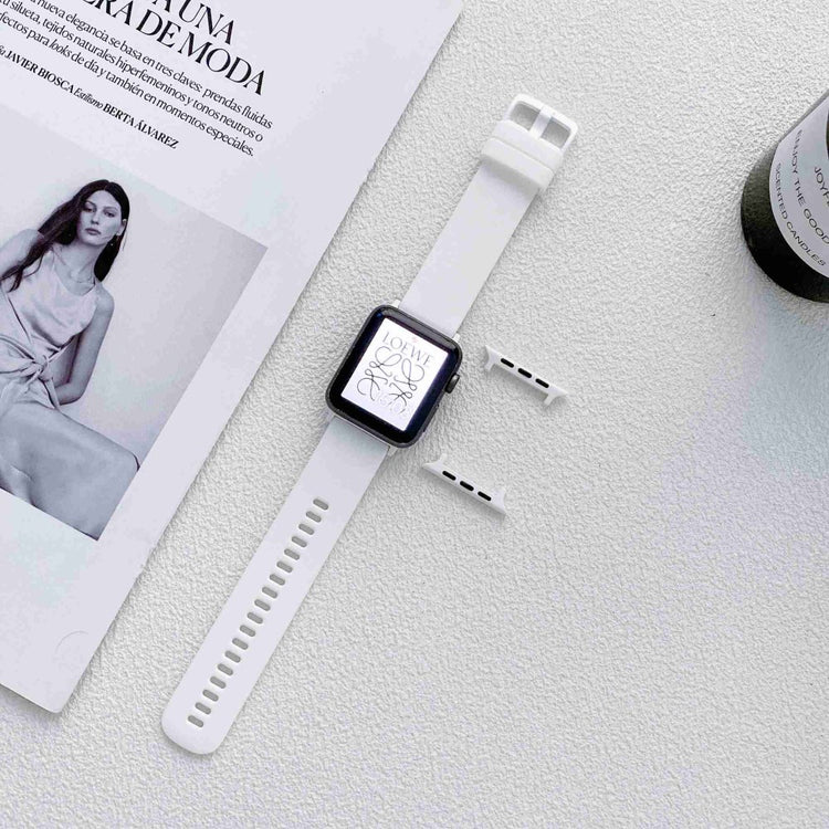 Skøn Apple Watch Series 7 41mm Silikone Rem - Hvid#serie_10