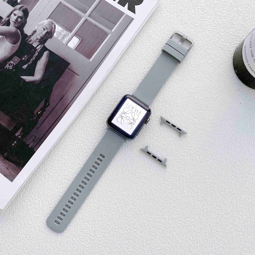 Skøn Apple Watch Series 7 41mm Silikone Rem - Sølv#serie_8