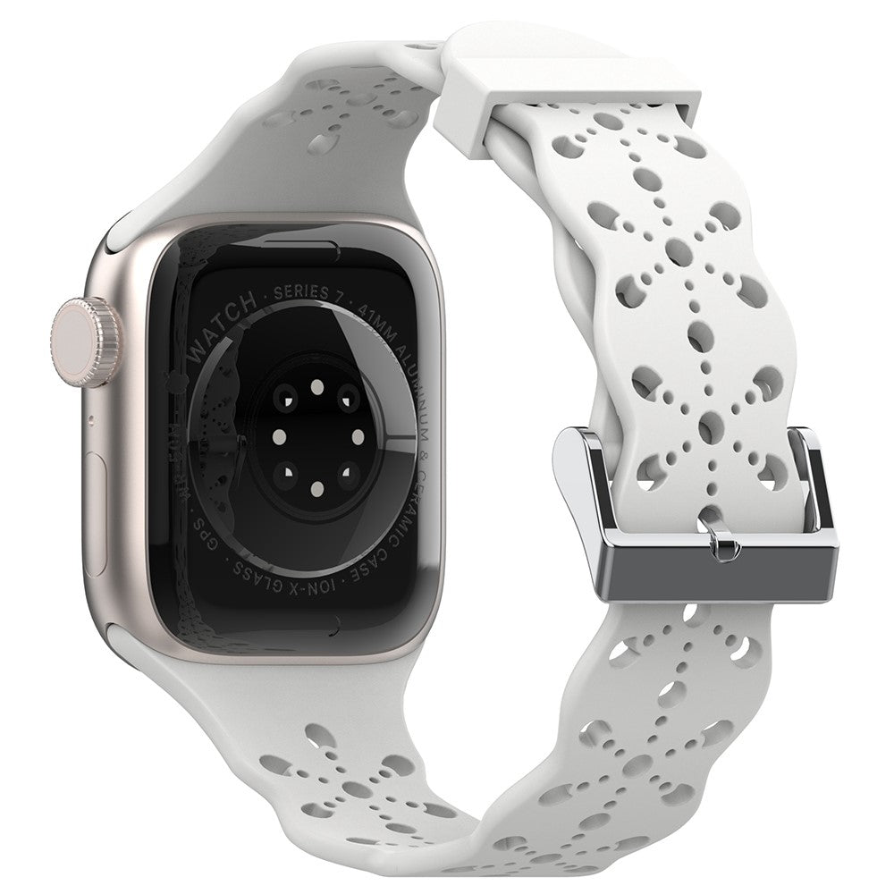 Super slidstærk Apple Watch Series 7 41mm Silikone Rem - Hvid#serie_3