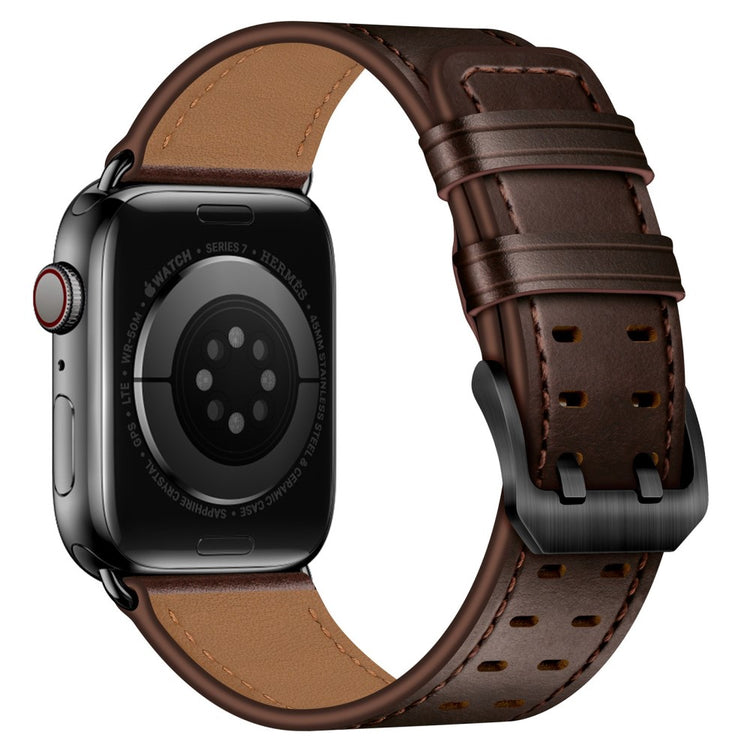 Vildt nydelig Apple Watch Series 7 41mm Ægte læder Rem - Brun#serie_6