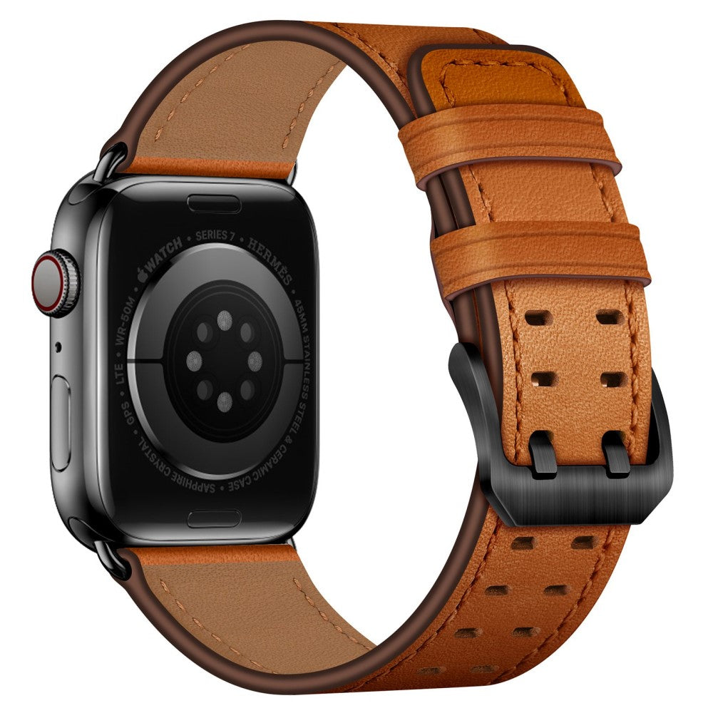 Vildt nydelig Apple Watch Series 7 41mm Ægte læder Rem - Brun#serie_7