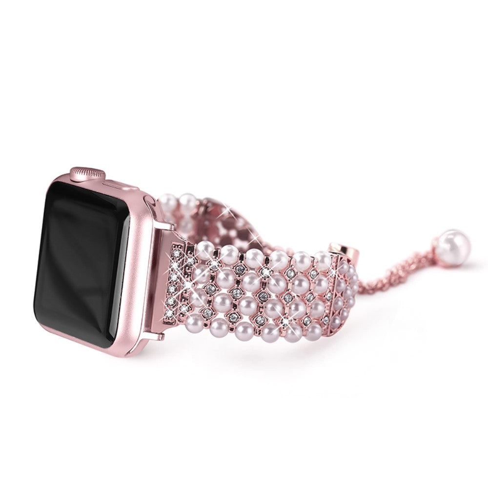 Stilfuld Apple Watch Series 7 41mm Metal og  Rhinsten Urrem - Pink#serie_2