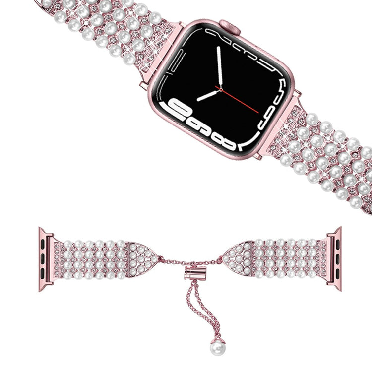 Mega skøn Apple Watch Series 7 41mm Metal og Rhinsten Rem - Pink#serie_2