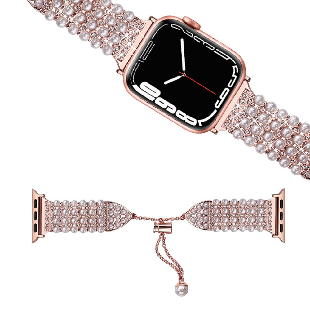 Mega skøn Apple Watch Series 7 41mm Metal og Rhinsten Rem - Pink#serie_3