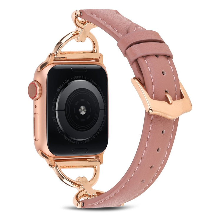 Mega godt Apple Watch Series 7 41mm Ægte læder Rem - Pink#serie_1