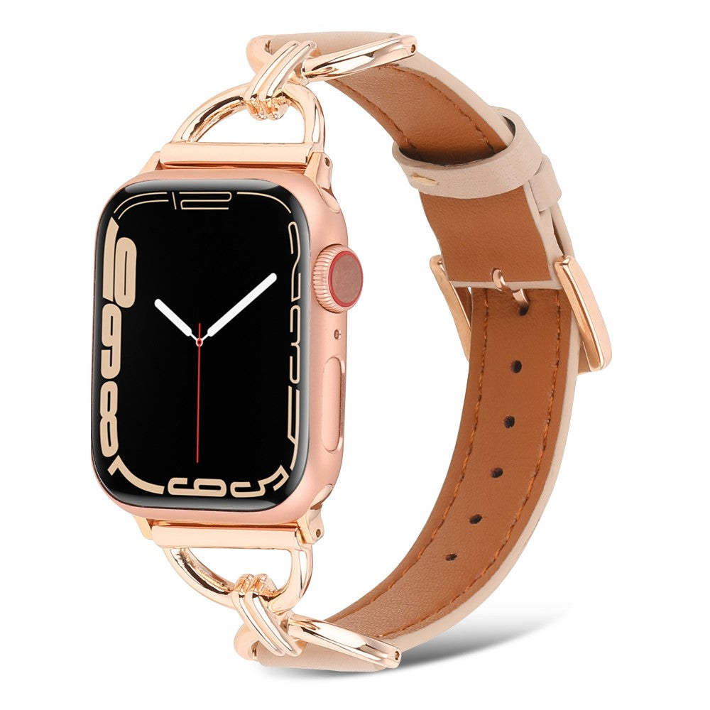 Kønt Apple Watch Series 7 41mm Ægte læder Urrem - Pink#serie_10