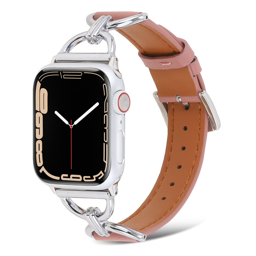 Kønt Apple Watch Series 7 41mm Ægte læder Urrem - Pink#serie_2