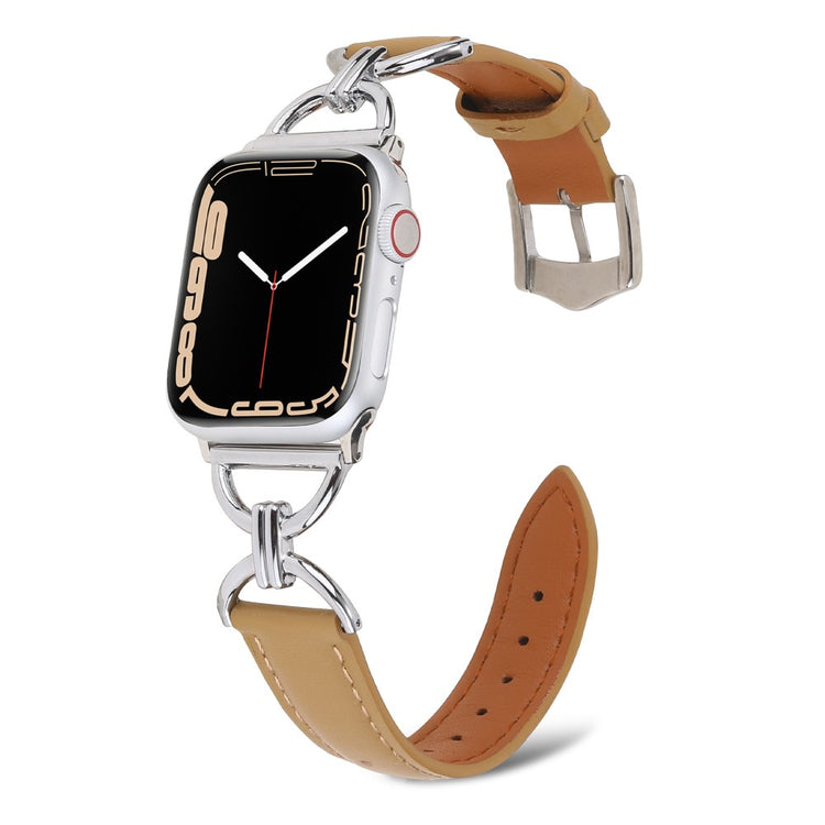 Kønt Apple Watch Series 7 41mm Ægte læder Urrem - Brun#serie_3