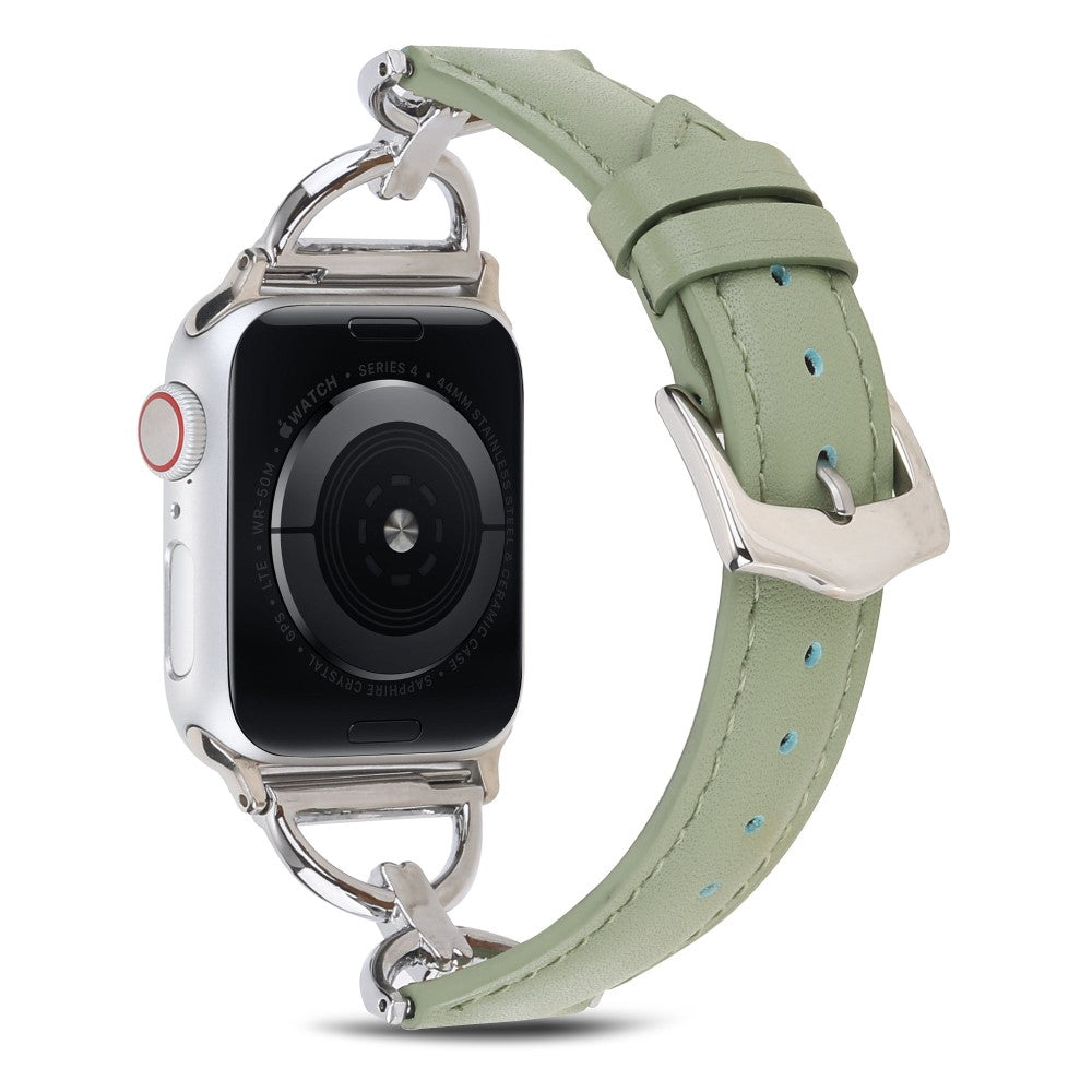 Mega godt Apple Watch Series 7 41mm Ægte læder Rem - Grøn#serie_6
