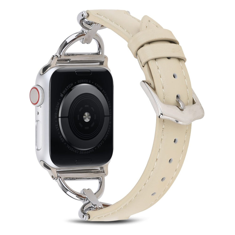 Mega godt Apple Watch Series 7 41mm Ægte læder Rem - Beige#serie_7