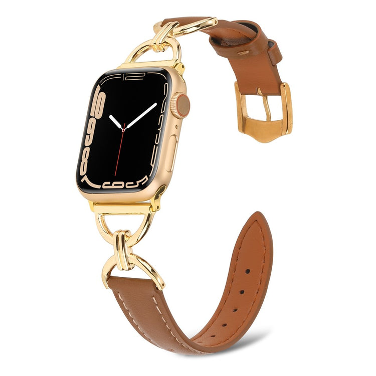 Kønt Apple Watch Series 7 41mm Ægte læder Urrem - Brun#serie_8