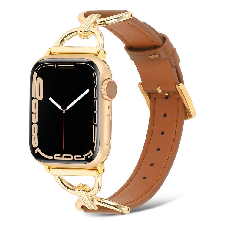 Kønt Apple Watch Series 7 41mm Ægte læder Urrem - Brun#serie_8