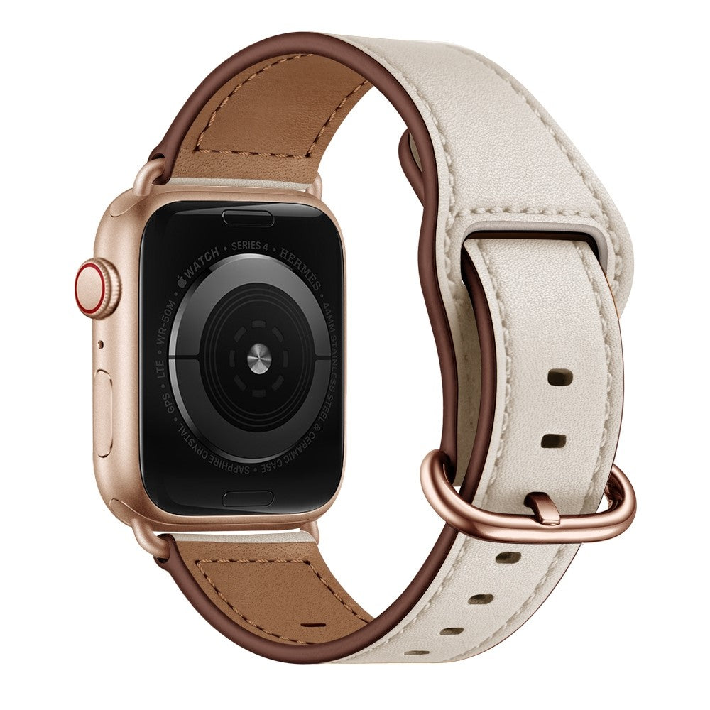 Vildt kønt Apple Watch Series 7 41mm Ægte læder Rem - Beige#serie_3