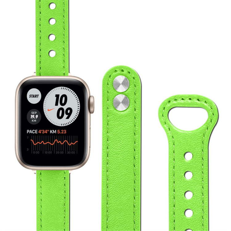 Meget fint Universal Apple Ægte læder Urrem - Grøn#serie_9