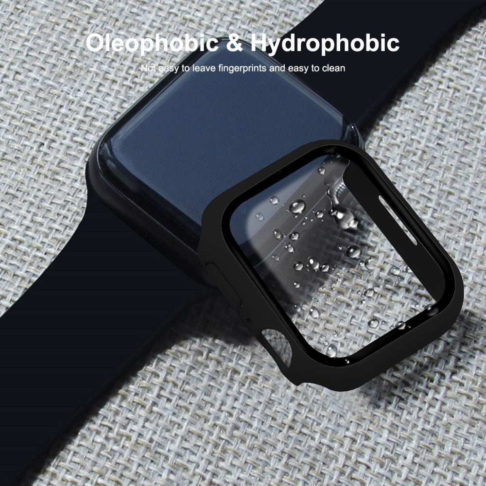 Godt Apple Watch Series 7 45mm Cover med Skærmbeskytter i Plastik og Hærdet Glas - Gennemsigtig#serie_1