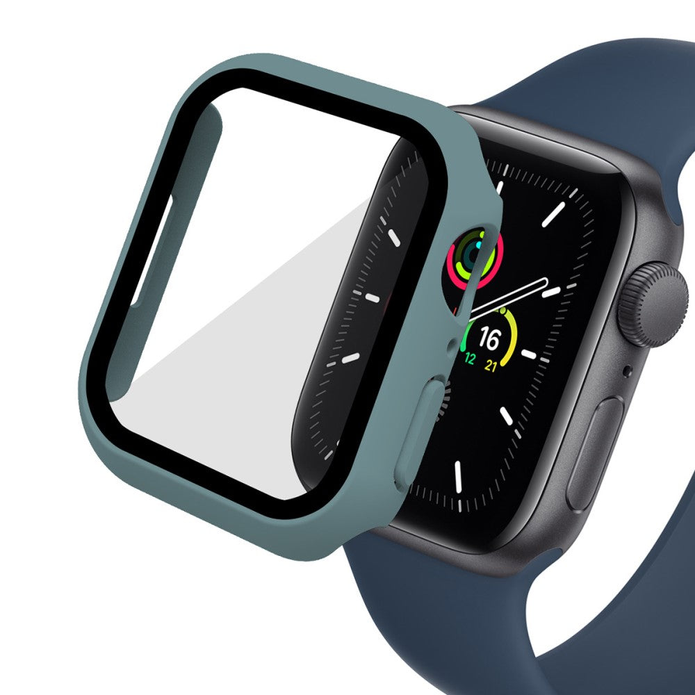 Godt Apple Watch Series 7 45mm Cover med Skærmbeskytter i Plastik og Hærdet Glas - Grøn#serie_3