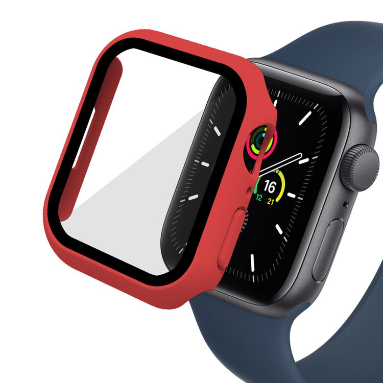 Godt Apple Watch Series 7 45mm Cover med Skærmbeskytter i Plastik og Hærdet Glas - Rød#serie_4