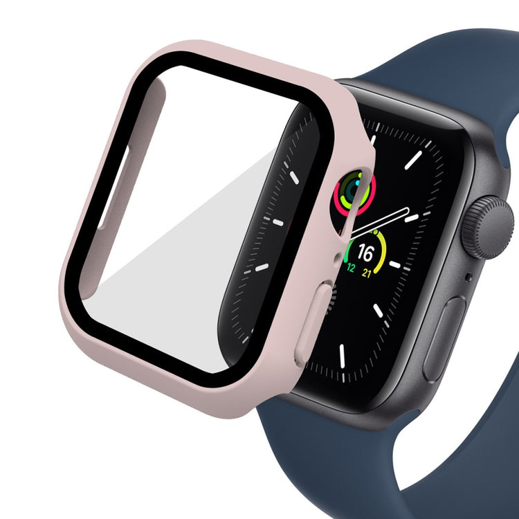 Godt Apple Watch Series 7 45mm Cover med Skærmbeskytter i Plastik og Hærdet Glas - Pink#serie_5